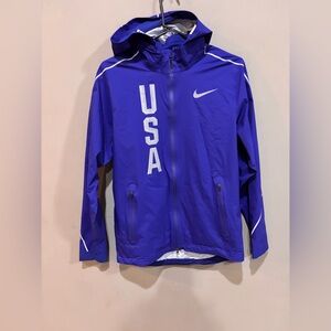 Nike Team USA Hyper Shield Running Jacket - Blue/Silver - Men's Size Small